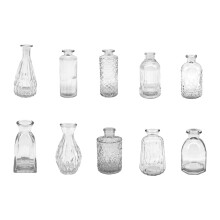 Ensemble de 10 vases décoratifs en verre texturé