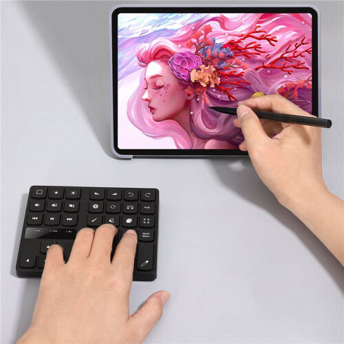 2X  Drawing Keypad , 35 Keys Rechargeable Wireless Keyboard for Procreate, and Drawing Shortcuts Graphic