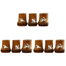 9St Decoratieve Bamboe Theepotdekselstandaard Lichtbruine Kleur