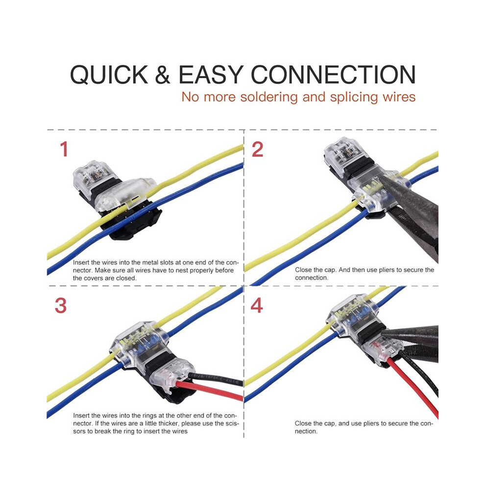 T Tap Wire Connectors For 14-18 Awg Wires, No Wire Stripping 3 Way Wire Connectors Combo,Wire Splice Connectors 24 Pack 6031559364767