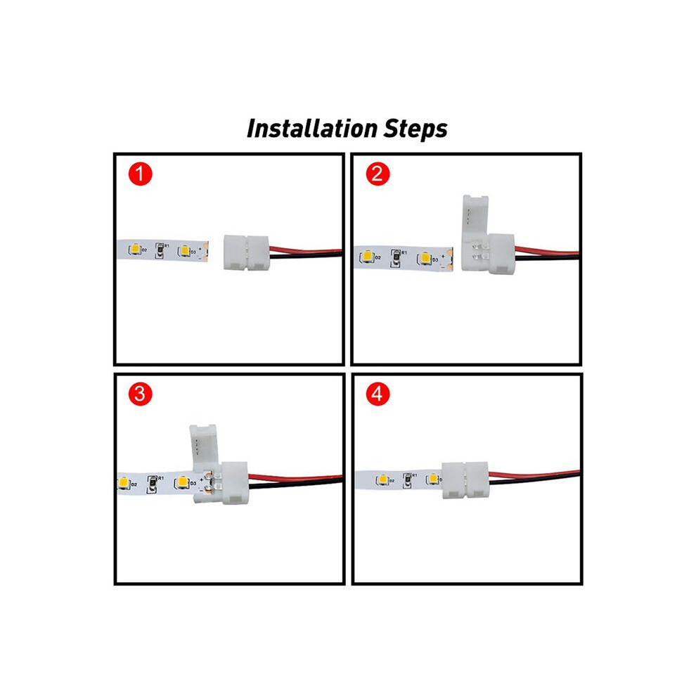 100Pcs Led Tape Connector 2Pin Led Strip Accessories Connectors 8Mm For 2835 3528 5050 5730 5630 Smd Led Strip 4712428551243