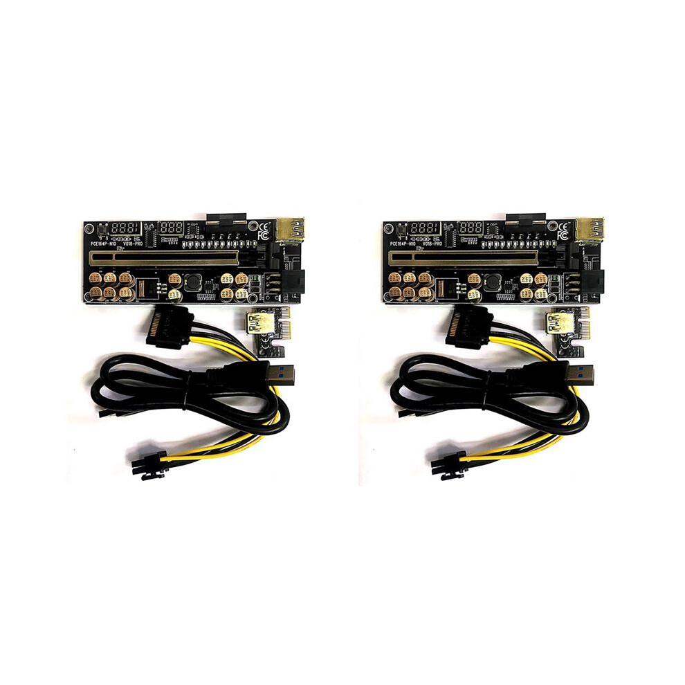 2X Ver018 Pro Pci-E Riser Card Usb 3.0 Cable 018 Pci Express 1X To 16X Extender Pcie Adapter For Btc Mining(Black) Black 6031612595268