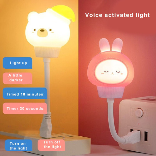 Voice-Controlled LED Night Light – USB Plug & Play, 3