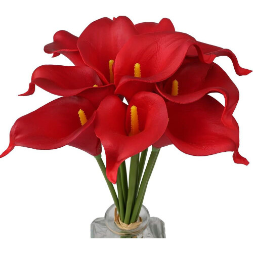 Artificial Calla Lily Flowers 10 pcs Teal Blue White
