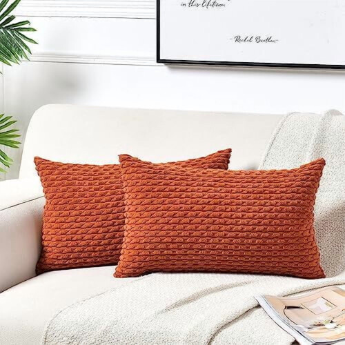 Capas de almofada de veludo cotelê 30x50cm (12x20 polegadas) - Pacote com 2 unidades