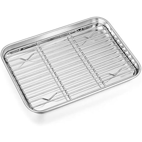 Edelstahl-Toasterofen-Backform mit Rost-Set