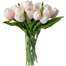 10 stk. lyserøde PU-tulipaner - kunstige blomster i ægte berøring