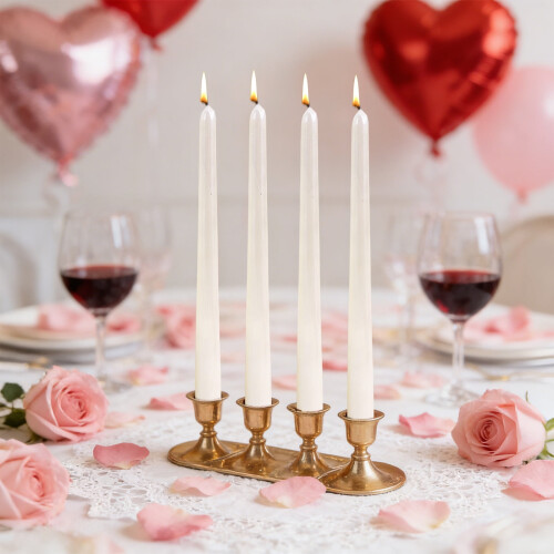 Candele affusolate metalliche, confezione da 4, antigoccia, 25 cm
