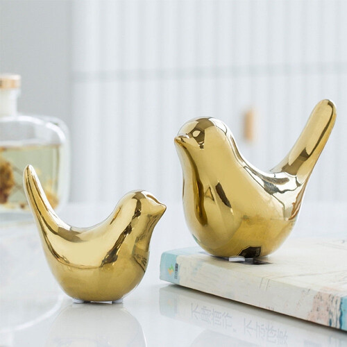 Goldene Vogelstatue aus Keramik, 2 Größen