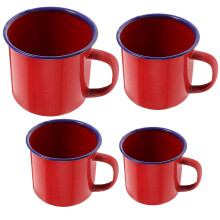 4-osainen punainen emalimukisarja – 120–500 ml