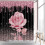 Κουρτίνα μπάνιου Rose - Μαύρη & Ροζ, Αδιάβροχη Πολυεστερική, 1