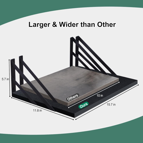 Black Floating Shelves 12 Inch Deep 2 Pack 2