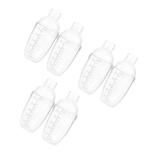 6Pcs Plastic Cocktail Shaker Clear Hand Mixer with Scale for Drinks 1