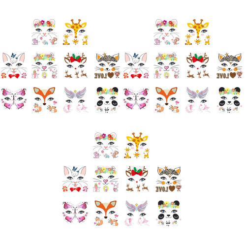 30Pcs Kids Face Stickers DIY Decorating Assorted Colors 2