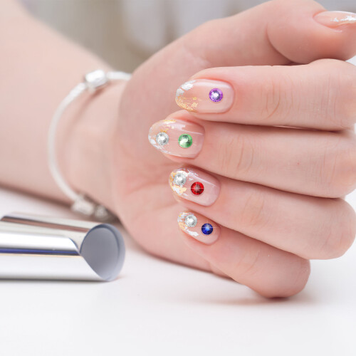 1Set Multi Resin Nail Studs Rhinestones Nail Charms with Dotting Tools 2