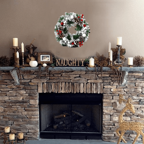 Artificial Christmas Wreath Silver Bristles Pine Cones 2