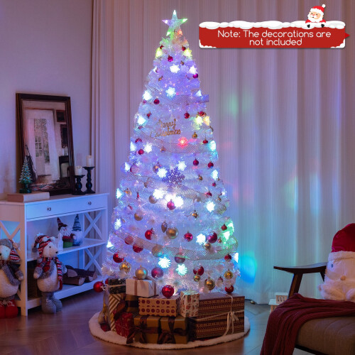 7ft White Fiber Optic Christmas Tree with Iridescent Tips & 1