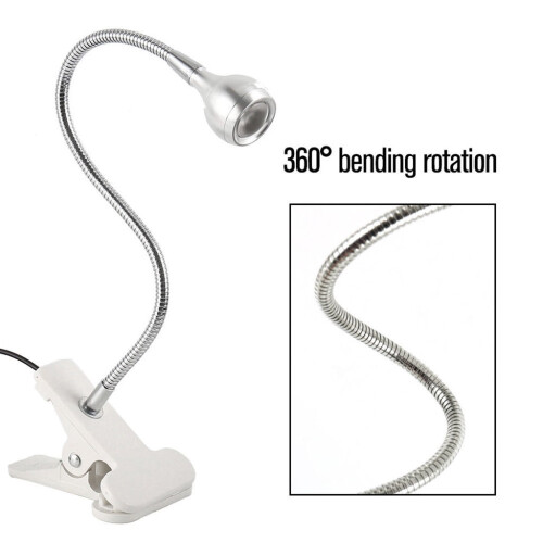 Lampe de lecture LED avec pince, col flexible, alimentation USB 1