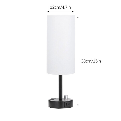 Modern Dimmable Table Lamp with USB-C, USB & Outlet – 2