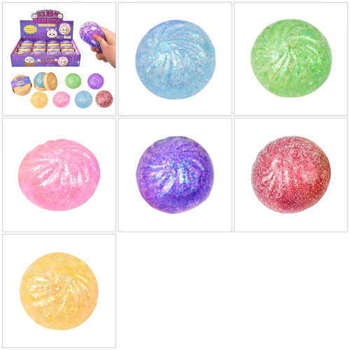 Fun Glitter Powder Dumpling Stress Reliever Squeezable Toy-Red 1