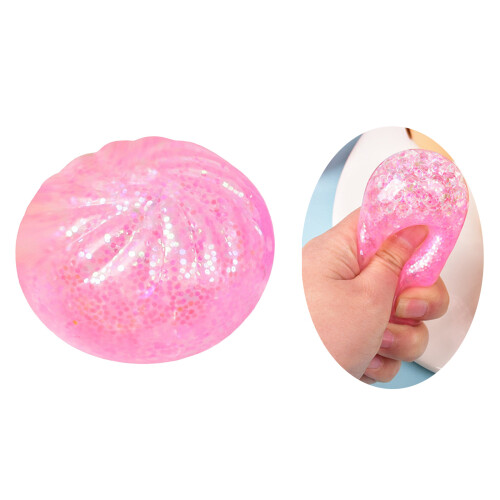 Fun Glitter Powder Dumpling Stress Reliever Squeezable Toy-Red 2