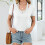 Women's  Short-Sleeved Round Neck Casual Patchwork-Black XL 3