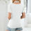 Women's  Short-Sleeved Round Neck Casual Patchwork-Black XL 4