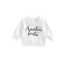(3-6 Months, White) Infant Baby Girls Boys Sweatshirts Letter Print Round Neck Long Sleeve Pullovers Spring Autumn Casual Tops
