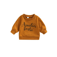 (18-24 Months, Yellowish-Brown 1) Infant Baby Girls Boys Sweatshirts Letter Print Round Neck Long Sleeve Pullovers Spring Autumn Casual Tops