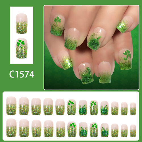 User Friendly ABS Short Glossy Press On Nail 24Pcs Artificial 1