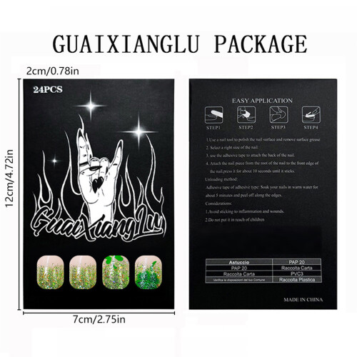User Friendly ABS Short Glossy Press On Nail 24Pcs Artificial 2