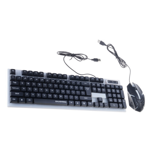 Tactiles Feedback Keyboards Mouse Combo-Black and white midd