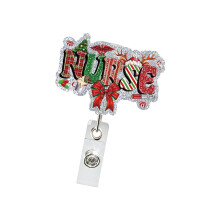 Pailletten ABS intrekbare badgehouder Kerstbadgehouder met-2