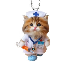Playful Nurse Kitty Acrylic Car Charm For Motorcycle Christmas