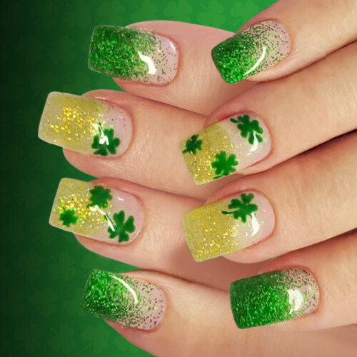 1Set Comfortable Short Press On Nail With Patrick Themed