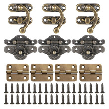 Retro Cupboard Hardware Set Metal Hinges Mounting Screws for