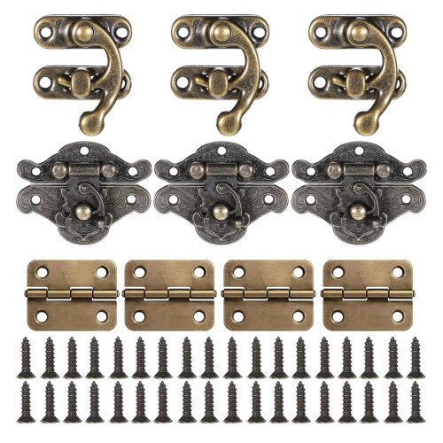 Retro Cupboard Hardware Set Metal Hinges Mounting Screws for