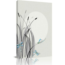 Toile abstraite silhouette de libellule 30 x 45 cm