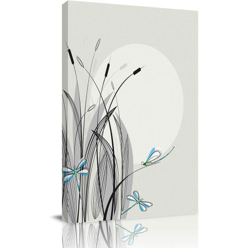 Toile abstraite silhouette de libellule 30 x 45 cm