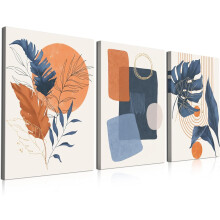 Zestaw 3 oprawionych obrazów ściennych w stylu boho – 12x16 cali, styl mid-century