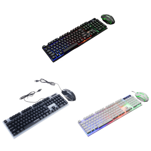 Tactiles Feedback Keyboards Mouse Combo-Black and white midd 1