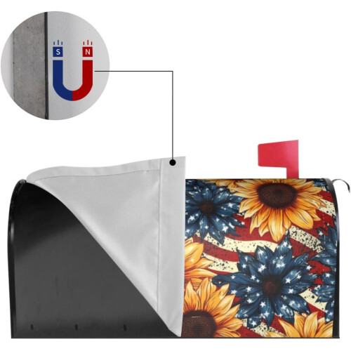 Magnetisk postkassedæksel med Sunflower US Flag 21x18" 2