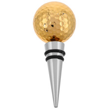 Rolha de vinho em formato de bola de golfe – Metal dourado, borracha e silicone