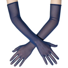 Women Stretchy Gloves 55cm Extended Length Arm Wear-Navy Blue