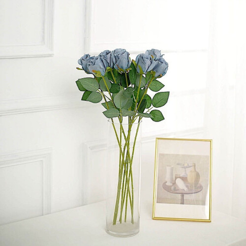 Rosas de seda azul-acinzentadas, 24 hastes, 79 cm (31 polegadas)