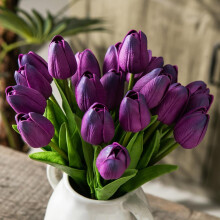 Fialové umelé tulipány, 33 cm, sada 20 kusov