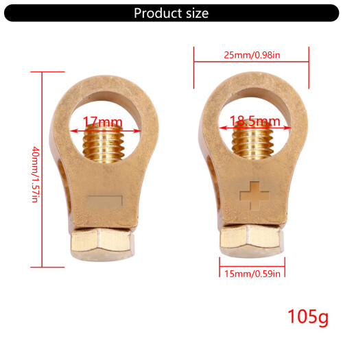 Universal Brass Battery Terminal Connector Clamps with Bolts 2