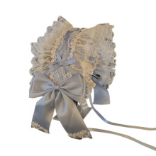 Bowknot Lace Headdress Lolitas Ruffle Lace Headband-Sky Blue