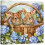Tableau sur toile avec lapin et fleurs bleues 1