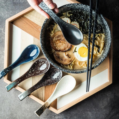 Japanese Retro Ceramic Soup Spoon – 13.5 cm, Dishwasher 2